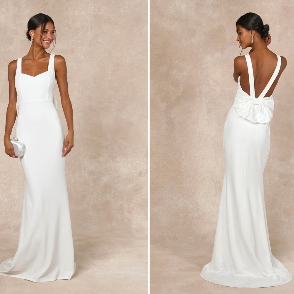 LULU's Bridal Wedding Chic Modern Sexy Minimalist Mermaid Trumpet Gown